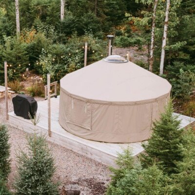 Unforgettable Glamping yurt rental Truro Nova Scotia. seek wilderness accommodations.